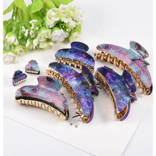 Fashion Large acrylic hair clips Simple star glitter powder ponytail clips Hairpins Barrettes Headband Hair Accessories