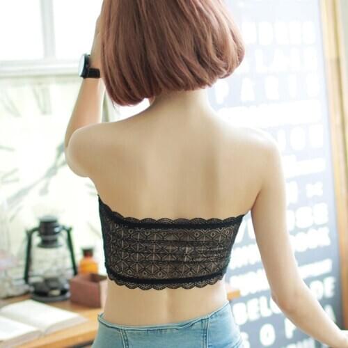 1Pc Fashion Womens Strapless Underwear Ice Silk Seamless Wrapped Bandeau Bra Tube Tops Solid