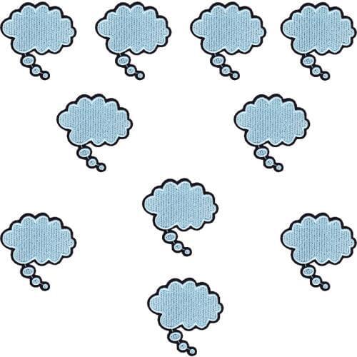 10PCS Blue Cloud Patches for Clothes Backpack Craft Sew Embroidered Transfer Patch for Girl Clothing Iron on Thermo Patches DIY