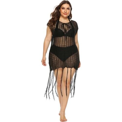 2021 Summer Beach Cover Up Women Bikini Swimsuit Cover Up Hollow Out Beach Dress Tassel Tunics Bathing Suits Cover-Up Beachwear