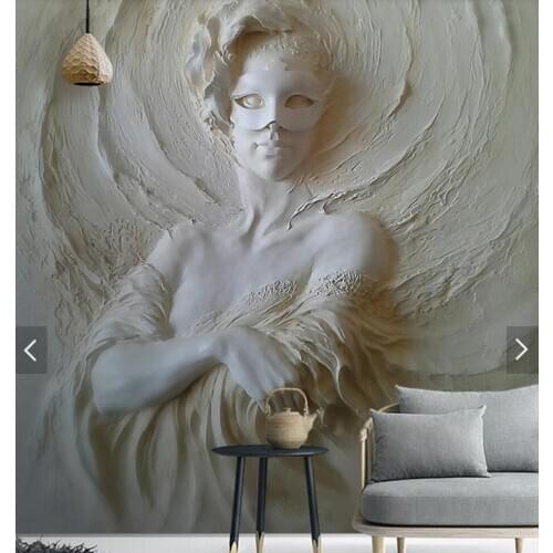 3D Embossed Mask Girl Wallpaper Mural HD Printed Photo Wall Murals for Bedroom Figure Wall Paper Roll Wall Coverings
