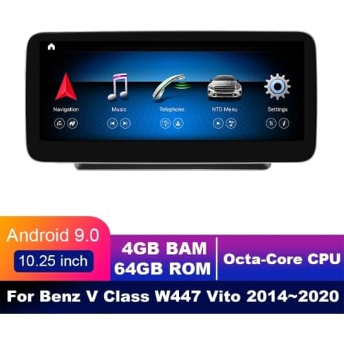 4G LTE 4GB+64GB Android display For Mercedes Benz V Class W447 2014~2020 10.25" touch screen GPS Navigation car radio stereo