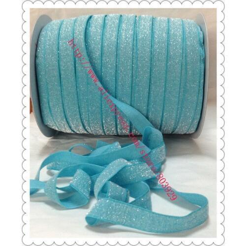 50yards/lot) Non - stretch 1.5" Frosted Misty Turquoise Glitter Ribbon