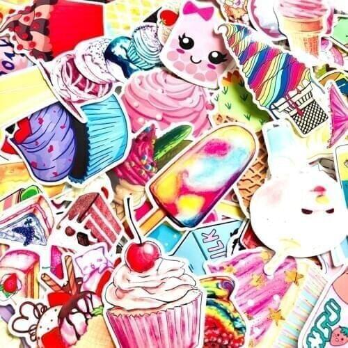 70PCS Colorful vsco girl Summer drinks Ice cream sticker Dessert For suitcase laptop Motorcycle Child toys stickers