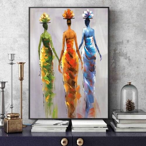Abstract African Women Wall Art Canvas Paintings Modern Colorful Pop Art Canvas Prints Wall Posters And Prints For Living Room