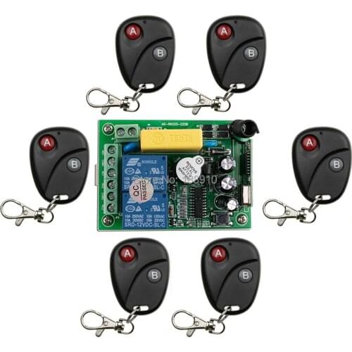 AC220V 2CH 2Channe Wireless Remote Control Switch System teleswitch 1*Receiver + 6*Transmitters for Appliances Gate Garage Door