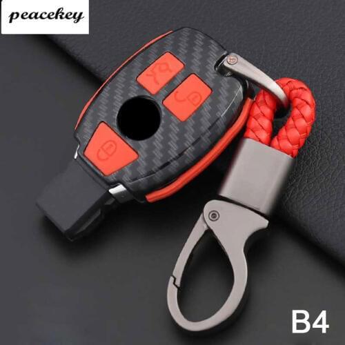 Carbon fiber Car Key Case Cover For Mercedes W203 W210 W211 Amg W204 C E S Cls Clk Cla Slk Classe Smart Car Keychain For Benz