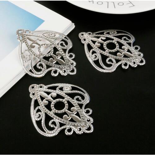 5pcs Big Crown Filigree Wraps Flower Connectors Metal Crafts Gift Decoration DIY Jewelry Making