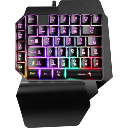 Mini Gaming Keyboard Mobile Tablet One-handed Wired Game Keypad for LOL PUBG CF Game Colorful Backlight Keyboard Gamer