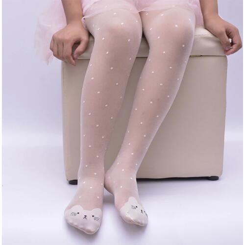 Spring Summer Tights For Girls Cartoon Thin Silk Pantyhose Kids Candy Color Dot Dance Stocking Child Girls Tights With Cats