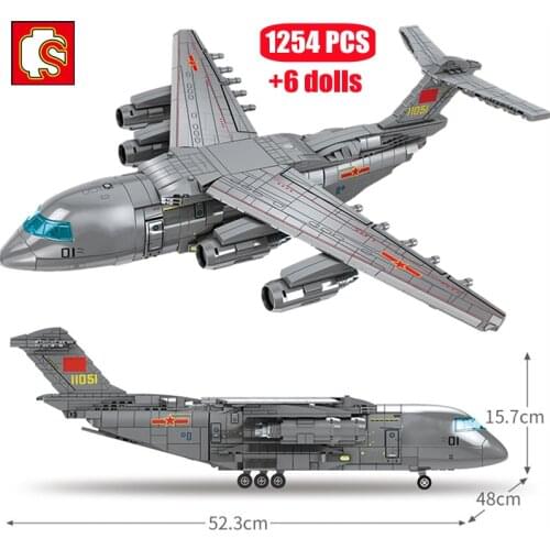 SEMBO City Military Space Shuttle Technical Y-20 Large Transport Aircraft Model Building Blocks Kits Bricks DIY Toys For Kids