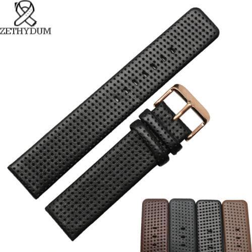 Leather bracelet Genuine leather watch strap 18 20 22mm mens wristwatches band hole black brown watch belt