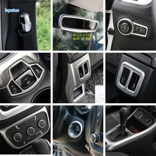 Lapetus Matte Interior Refit Kit Air AC Panel / Head Lamps / Lift Button Cover Trim Fit For Jeep Compass 2017 2018 2019 2020 ABS