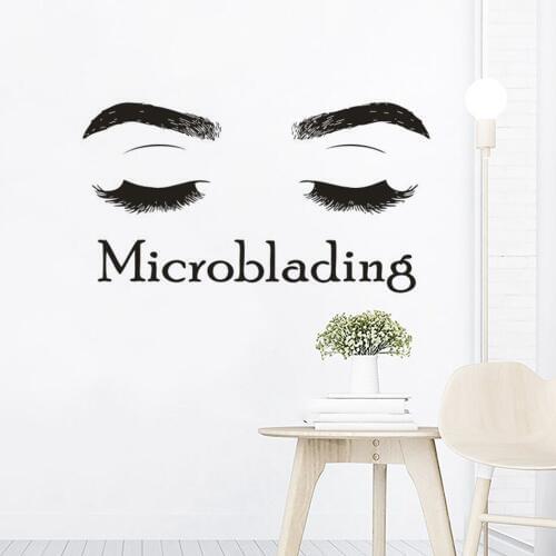 Microblading Logo Wall Vinyl Decal Eyelash Extension Store Window Poster Women Brows Lashes Make Up Artist Shop Wall Art AZ881
