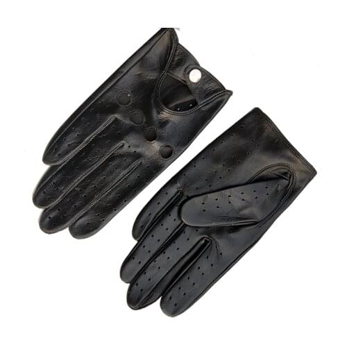 Carttigercat Mens Genuine Leather Driving Gloves Unlined Soft Thin Lambskin Cool Short Wrist Touch Screen Gloves