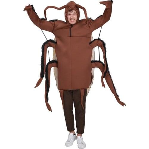 Halloween Costume Men Cockroach Jumpsuit Adult Insect Romper Carnival Party Fancy Dress