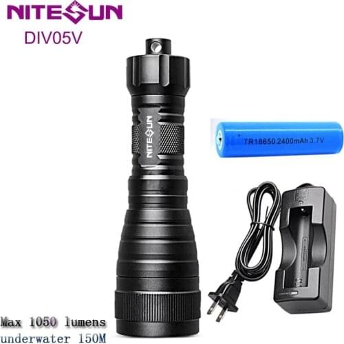 NITESUN DIV05V Diving Video Light CREE XM-L2 U4 LED 1050 lumens underwater 150m handheld Diving Flashlight With battery charger