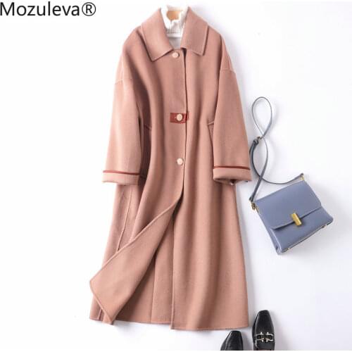 Mozuleva Double Side Cashmere Wool Coat Women Autumn Winter Japanese Style Loose Long Woolen Coat Solid Outwear Wool Trench Coat