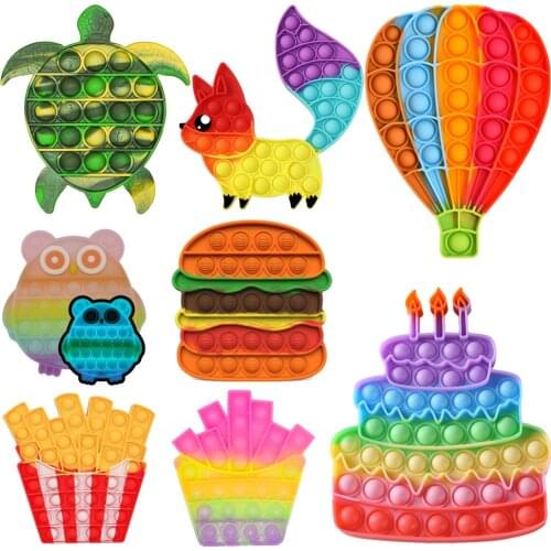 Rainbow Fidget Toys Push Bubble Sensory Squishy Stress Reliever Autism Needs Anti-stress Pops Toys for Adult Children антистресс