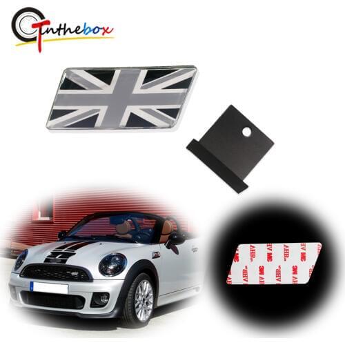 Gtinthebox Gray/Black Union Jack Flag Emblem Badge w/Grille/Mesh Mount Toggle Bolt Anchor For Aston Martin, Bentley, Jaguar