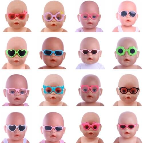Random Doll Sunglasses Glasses Fit 18Inch American&14inch 43Cm Baby New Born Doll Zaps Generation Girls DIY Eyes Toys