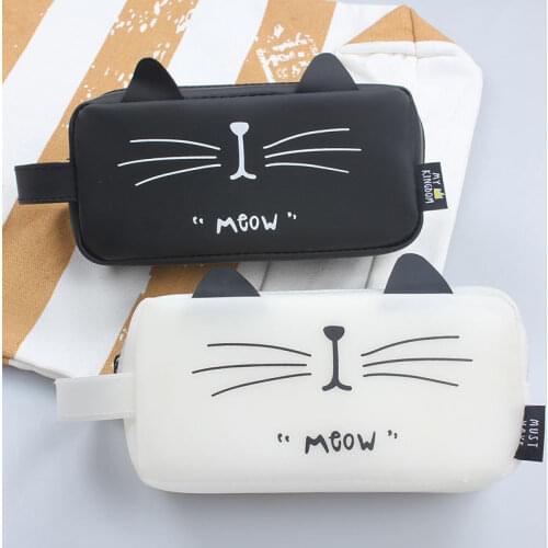 Silica Gel Cat Cute Pencil Case Large Capacity Pencil Bag School Supplies Stationery Gift Pen Box