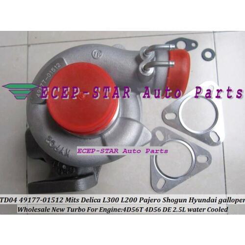 TD04 49177-01512 3 Holes water cool Turbocharger For Mitsubishi Delica L300 L200 Pajero Shogun For Hyundai galloper 2.5L 4D56 DE