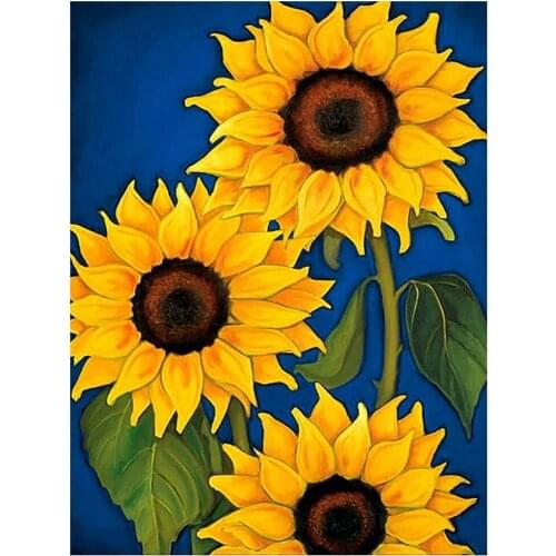 Flower Sunflower DIY Cross Stitch Embroidery 11CT Kits Craft Needlework Set Printed Canvas Cotton Thread Home Wholesale