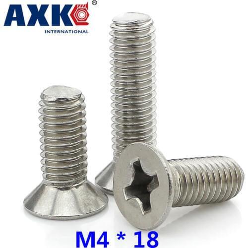 Vis Tornillos Para Madera Axk 25pcs 304 Stainless Steel Countersunk Head Phillips Screws / Flat Screw Machine M4 * 18 Gb819