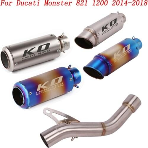 Slip On Motorcycle Exhaust Middle Link Pipe And Muffler Stainless Steel Exhaust System For Ducati Monster 821 1200 2014-2018