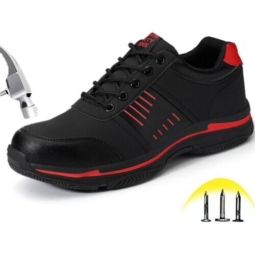 Safety Shoes Mens Anti-smashing Puncture Proof Steel Toe Protective Boots Male Wear-resistant Comfortable Leather Work shoes