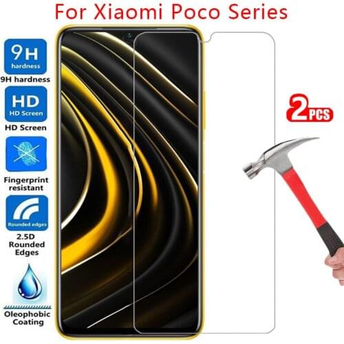 Tempered glass screen protector for xiaomi poco x3 nfc f2 pro m3 case cover on pocox3 x 3 3x f2pro 3m protective phone coque bag