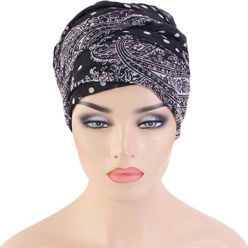 Cotton Paisley Pattern Print Women Chemo Cancer Cap Turban Muslim Pre-Tied Bandanas Inner Hijab Hat Head Scarf Hair Accessories