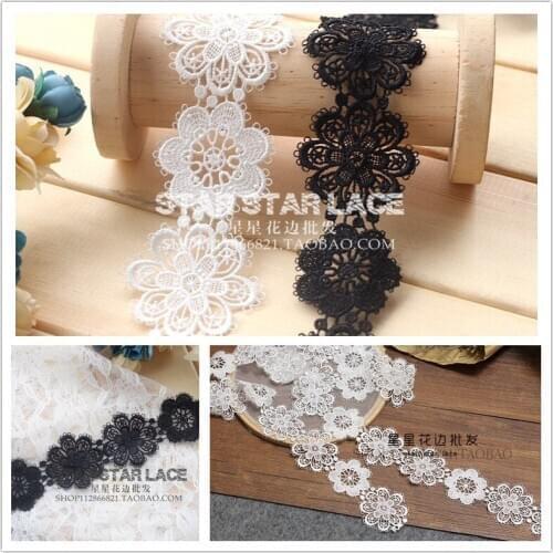 1Meter Flower Lace Trims Applique Cotton Costume Trimmings Home Textiles DIY Headdress Clothing Necklace Decoration Materials