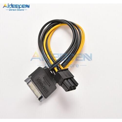 1PCS 20CM SATA to 6pin Graphics Card Power Cable SATA 15pin to 6pin PCIe PCI-e PCI Express Adapter Power Supply For Miner Mining