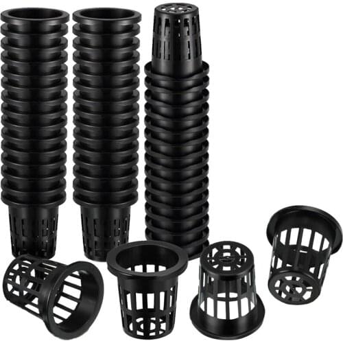 100 Pack 1.77 Inch Net Cups Slotted Mesh Wide Lip Filter Plant Net Pot Bucket Basket for Hydroponics Aquaponics Orchids