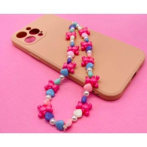 2021 Chic Colorful Beads Heart Fruits Mobile Chain For Women Anti-lost Lanyards Phone chain Rope Mobile Phone Straps Accessories
