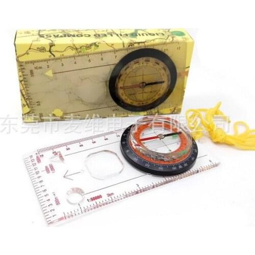 50pcs high quality Map Scale Compass with neck strap Outdoor Camping Hiking l Compass Ruler Map Scale Compass magnifier tools