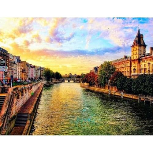 5D Diamond Painting Landscape Full Square/Round Drill Embroidery Cross Stitch City Picture of Rhinestone Crafts Home Decor