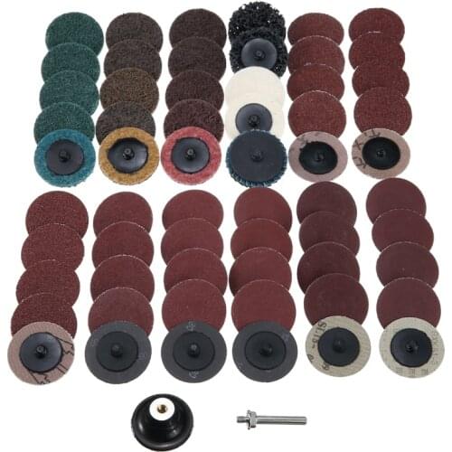 61Pcs 2" 50mm Type R Roll Lock Sanding Discs Good Grinding Sanding Pads 24-240 Grit Mixed Set For Metal Polishing & Processing