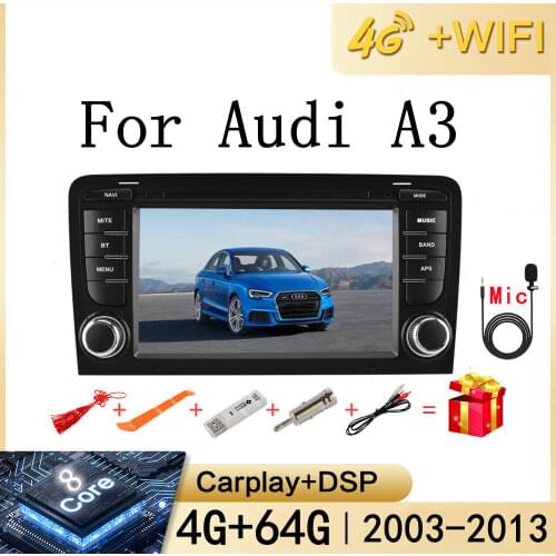 For Audi A3 2003 2004 2005 2006 2006-2011 Car Radio Multimedia Video Player Navigation GPS Android 8.1 2 Din 7inch Screen Audio