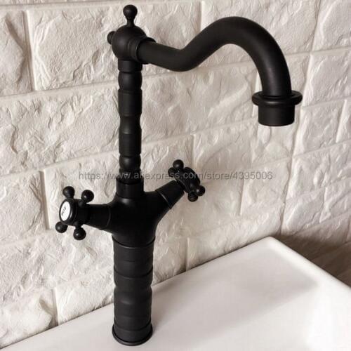 Black Oil Rubbed Brass Bathroom Basin Faucet Bath Faucets Vanity Vessel Sinks Mixer Tap Cold And Hot Water Tap Bnf345