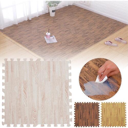 Wooden Floor Mat Bedroom Doormat Home Living Room EVA Foam Patchwork Grain Bathroom Anti-Slip Rug Childrens Crawling Mat