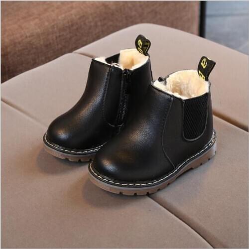 Kids Leather Chelsea Boots Waterproof Children Sneakers Gray Black Boots For Baby Girl Boots Boy Shoes