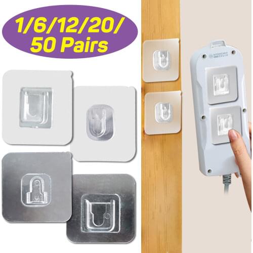 Double Sided Adhesive Wall Hooks Wall Hanger Transparent/Silver Suction Cup Sucker Hook Double-Sided Multi-Purpose Hook