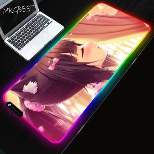 MRGBEST Anime Chocolate and Vanilla Gaming Mouse Pad RGB LED Backlight USB Large Xl Game Pads Non-slip Desktop Mat for PC Laptop