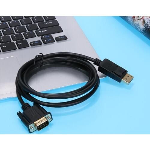 1.8m DisplayPort Male to VGA Male Adapter Converter Cable DP to VGA Audio Video Cord Wire Line for Computer Projector
