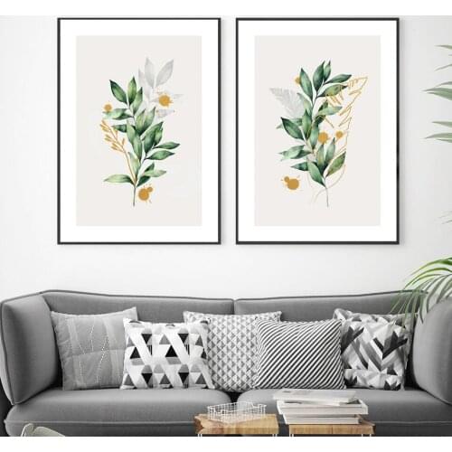 Scandinavian Style Plants Poster Green Leaves Decorative Picture Modern Wall Art Paintings For Living Room Office Home Decor