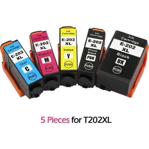 5pc for EPSON T202 T202XL Compatible Ink Cartridge Replacement for Epson XP-6000 XP-6005 XP-6001 202XL