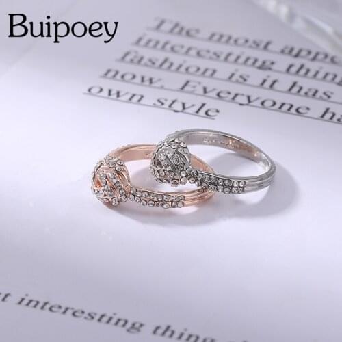 Buipoey Shiny Intertwined Mind Rings For Women Original Friendship Stackable Silver Color Rings Couple Wedding Engagement Gift